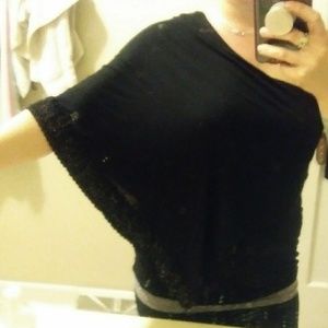 Cute one shoulder sequined sleeve top